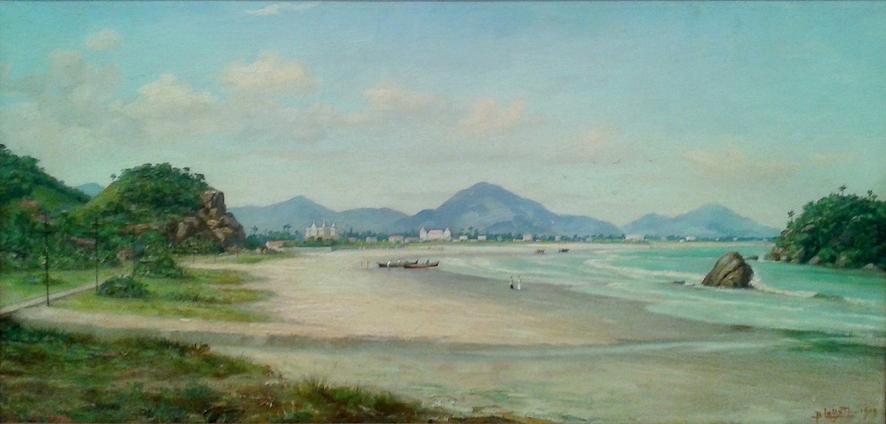 Bateaux dans le sable sur une plage - Benedito Calixto