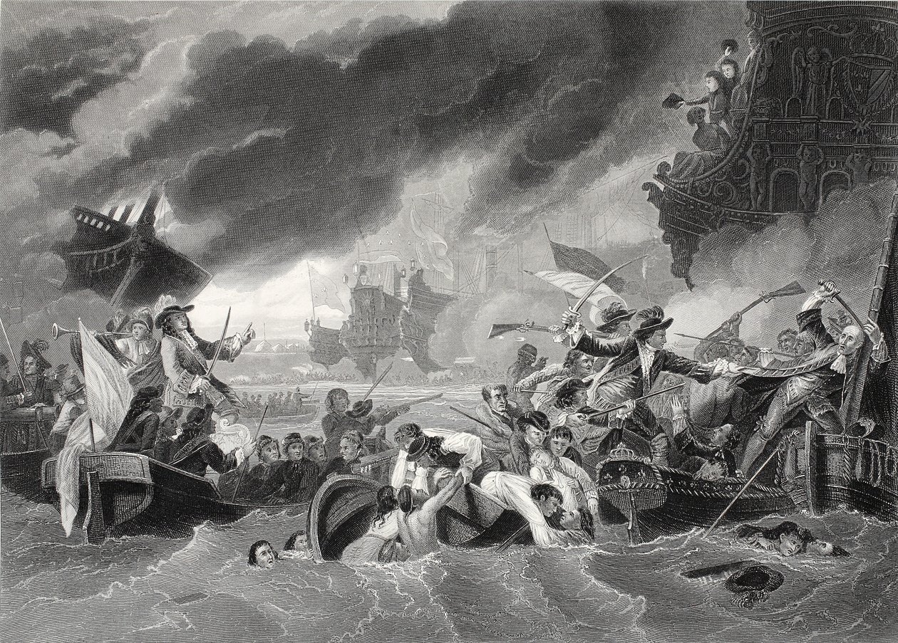 Bataille de La Hogue, gravée par W. French - Benjamin (after) West