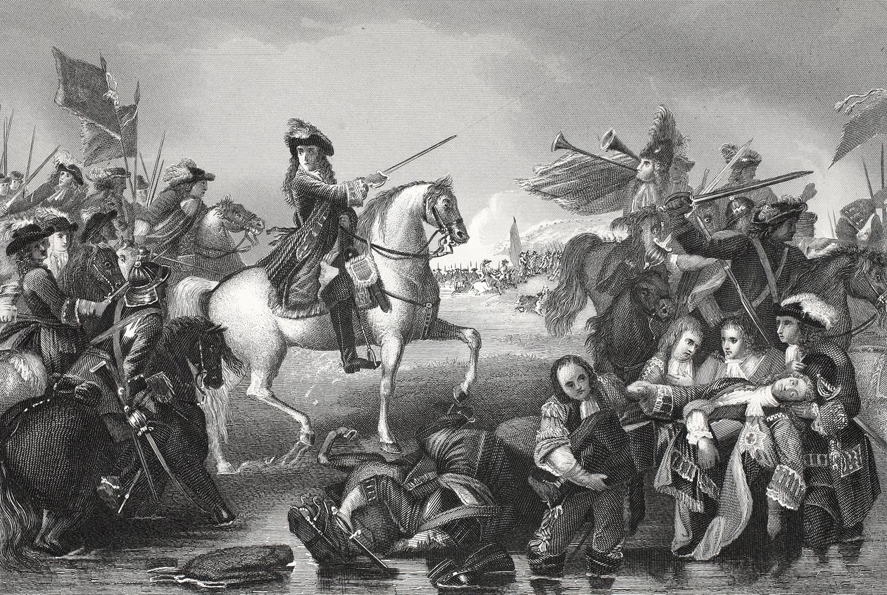 Bataille de la Boyne, gravée par W. French - Benjamin (after) West