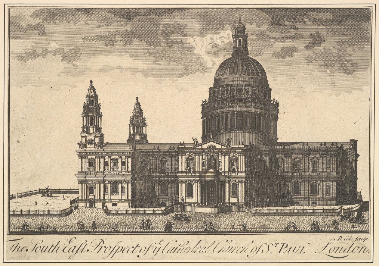 La perspective sud-est de la cathédrale Saint-Paul, Londres, 1720-30 - Benjamin Cole