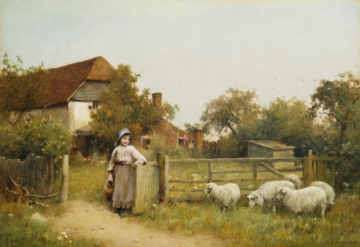 Jeune Fille avec Moutons, près d