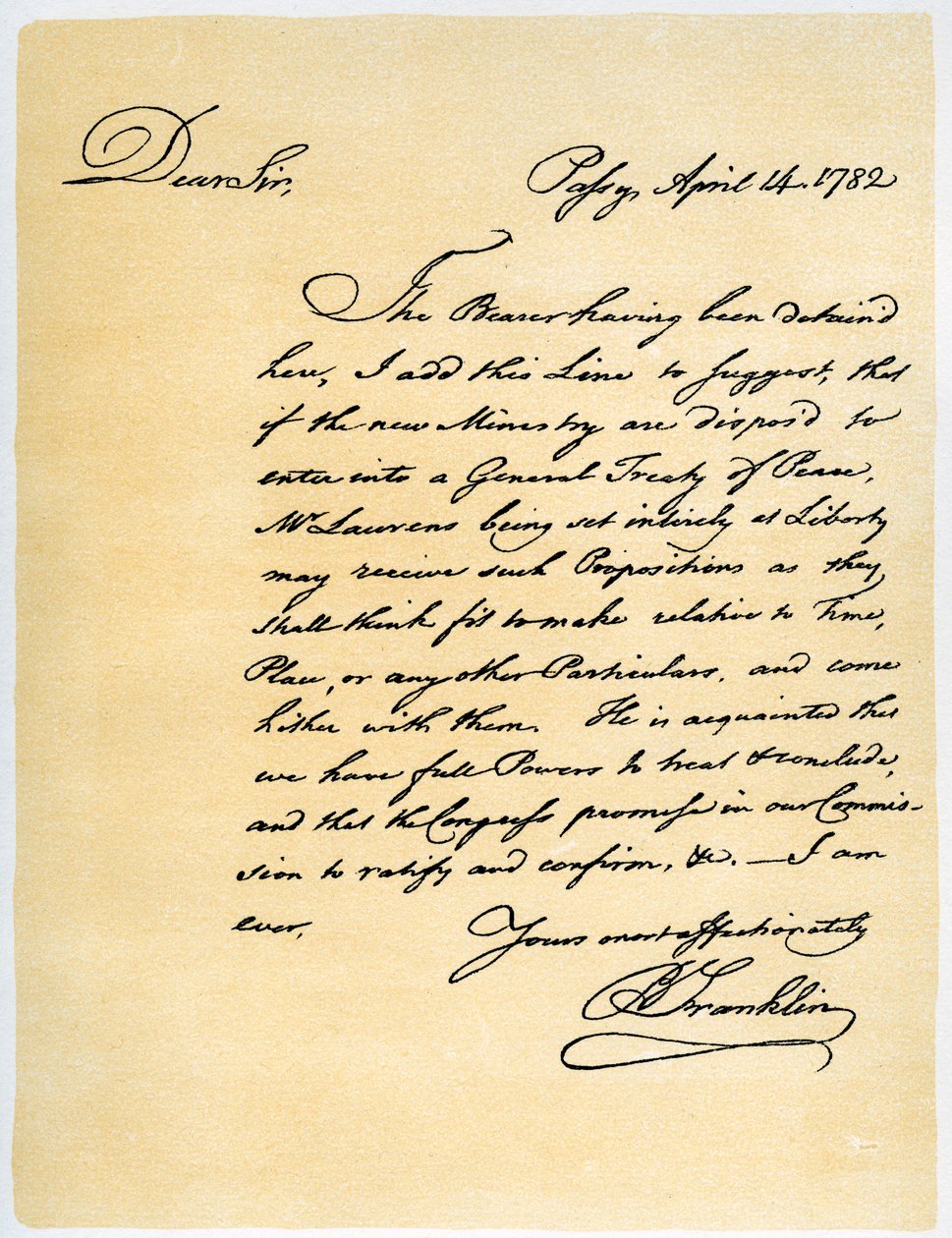Lettre de Benjamin Franklin à David Hartley MP, 14 avril 1782 - Benjamin Franklin