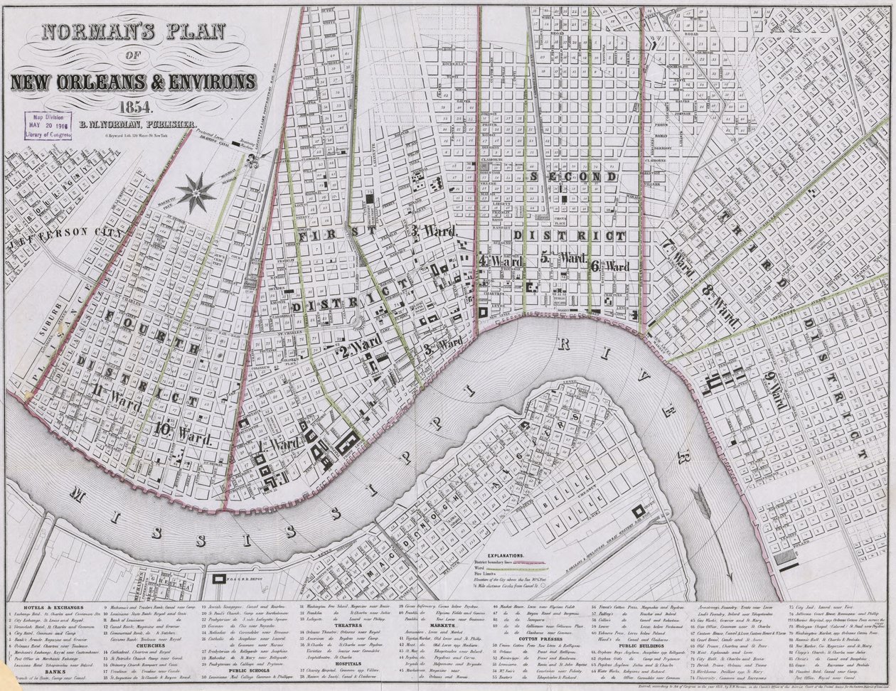Plan de Norman de la Nouvelle-Orléans et environs - Benjamin Moore Norman