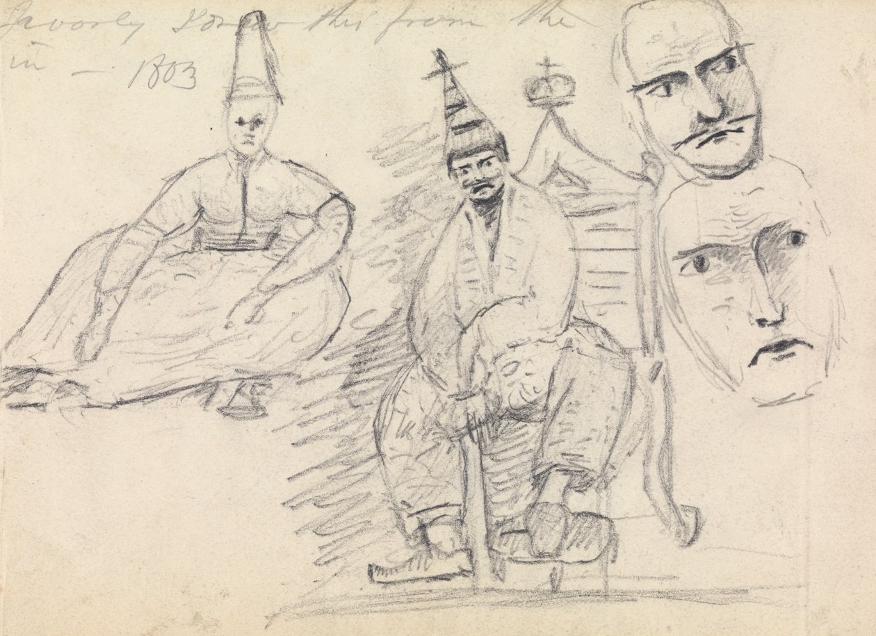 Étude de deux hommes assis en costume traditionnel - Benjamin Robert Haydon