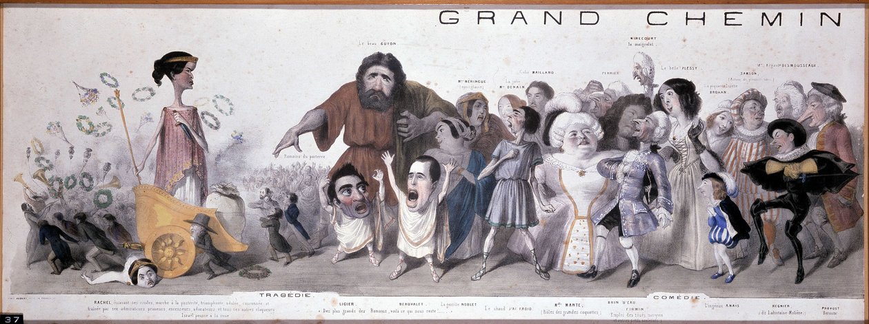 Le grand chemin de la postérité : représentation de la tragédie et de la comédie - Lithographie par Benjamin Roubaud, Maison de Balzac, Paris - Benjamin Roubaud