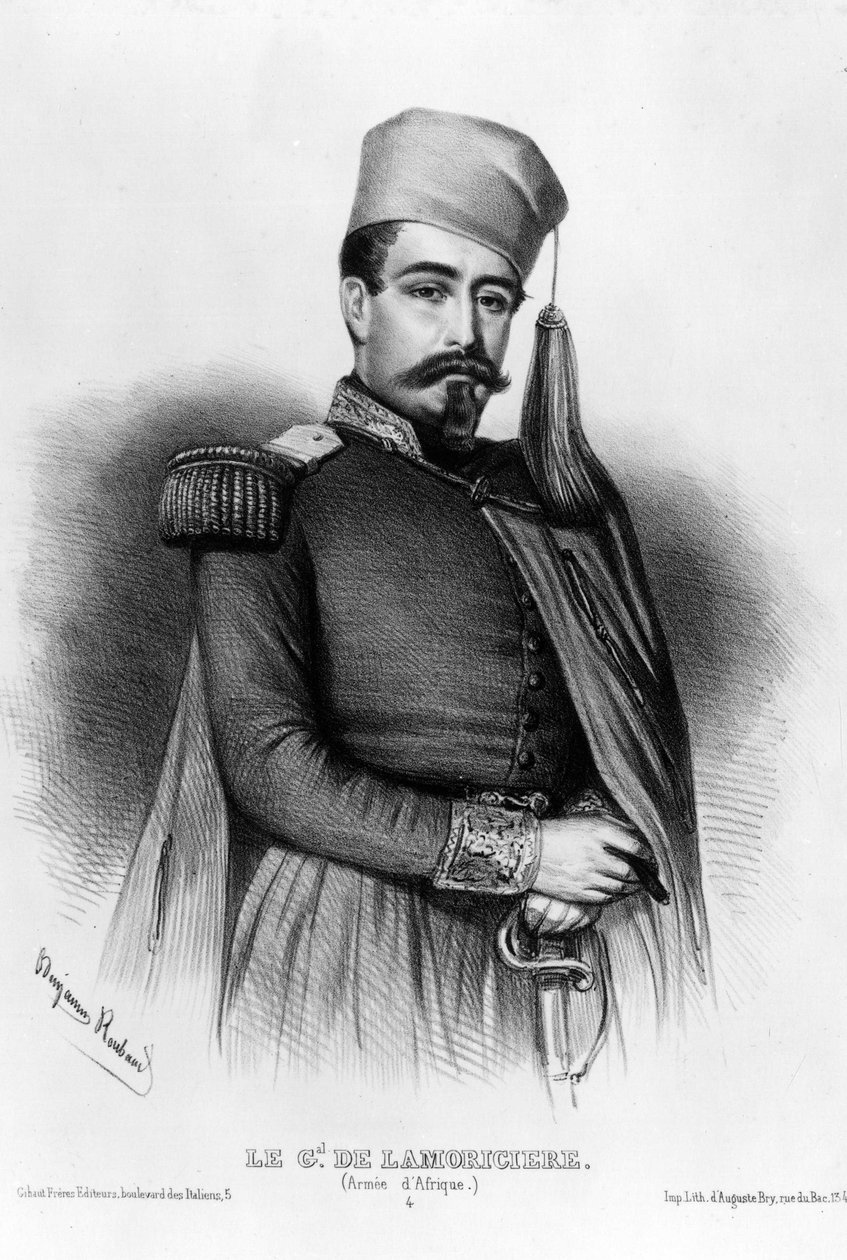 Portrait de Louis Jucault de Lamoricière (1806-1865), général français (dessin) - Benjamin Roubaud