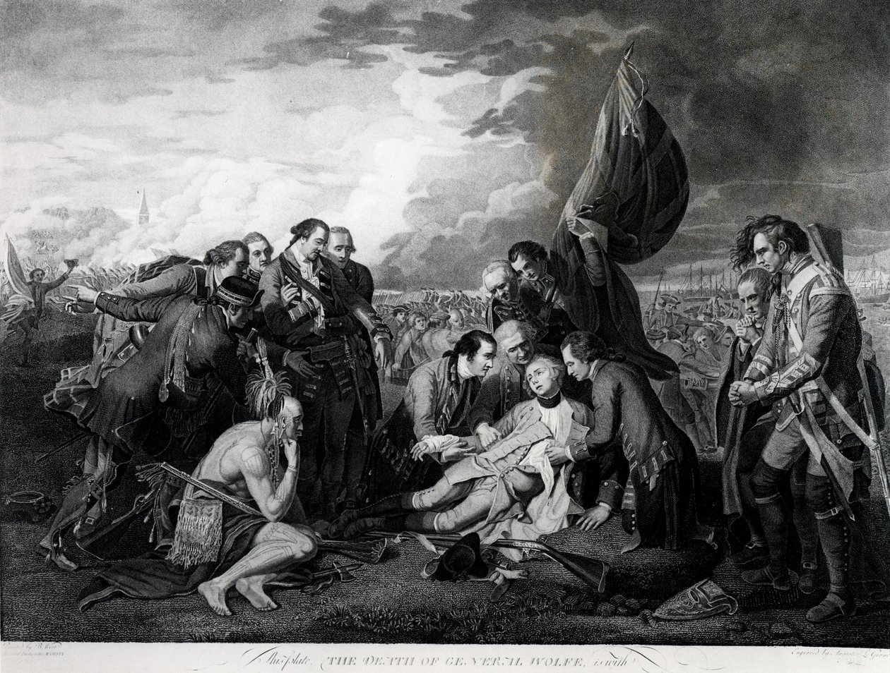 La Mort du général Wolfe (1727-59) 1759, gravé par Augustin Legrand - Benjamin West