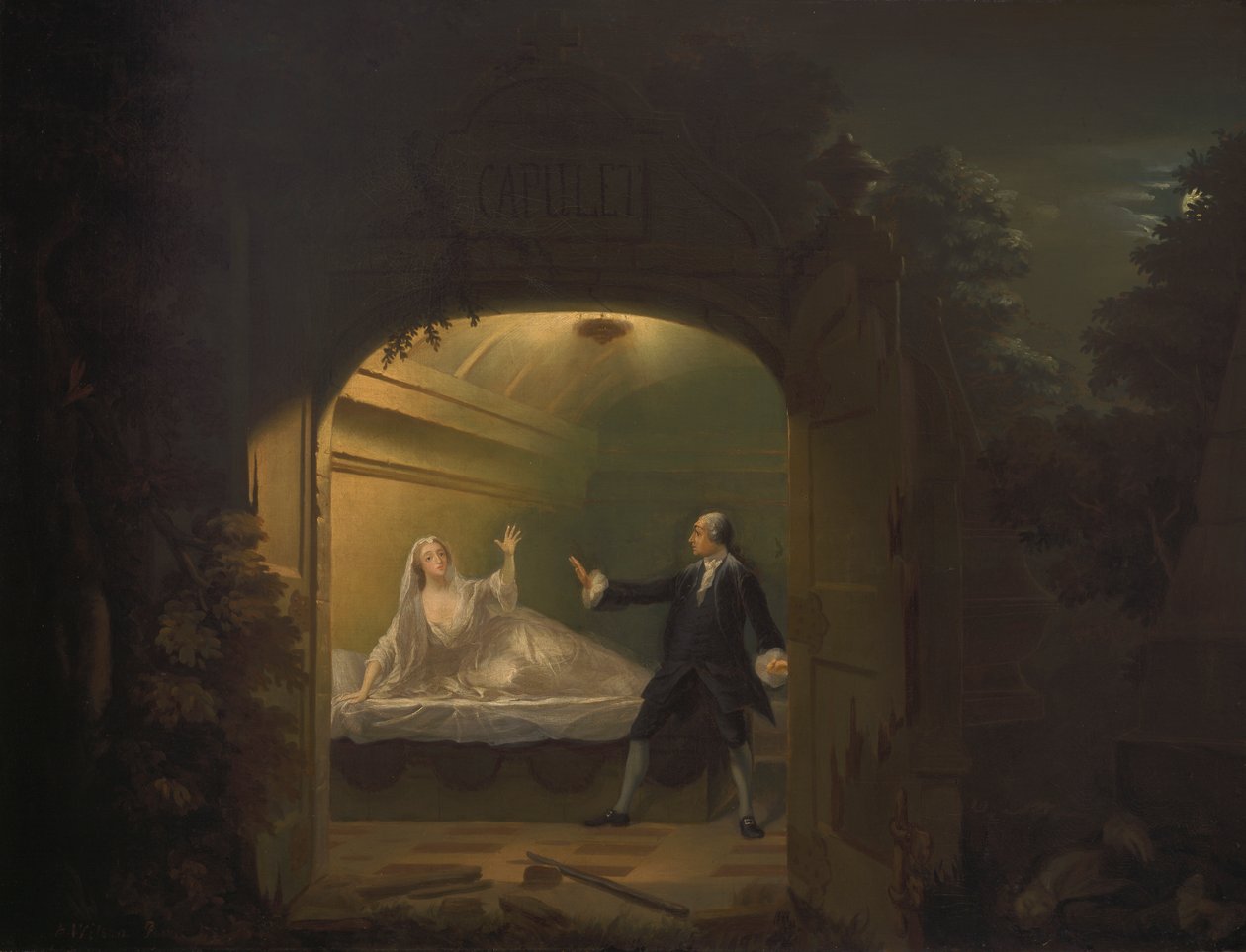 David Garrick et George Anne Bellamy dans "Roméo et Juliette", Acte V, Scène iii - Benjamin Wilson