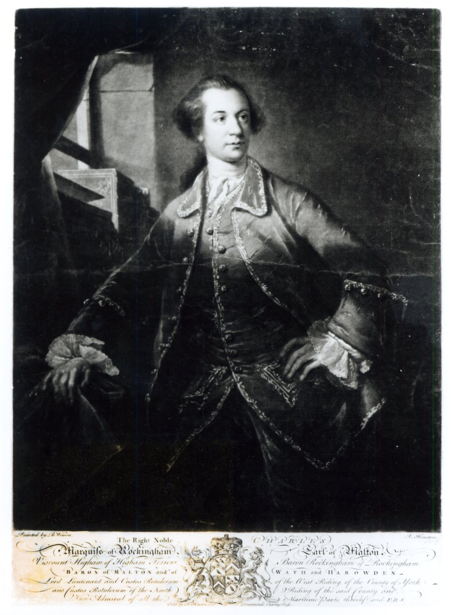 Portrait de Charles Watson-Wentworth, deuxième Marquis de Rockingham (1730-82), gravé par Richard Houston - Benjamin Wilson