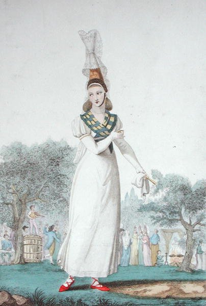 Une Cauchoise en costume traditionnel pour les jours de fête, gravée par Gatine vers 1830 - Benoit (after) Pecheux
