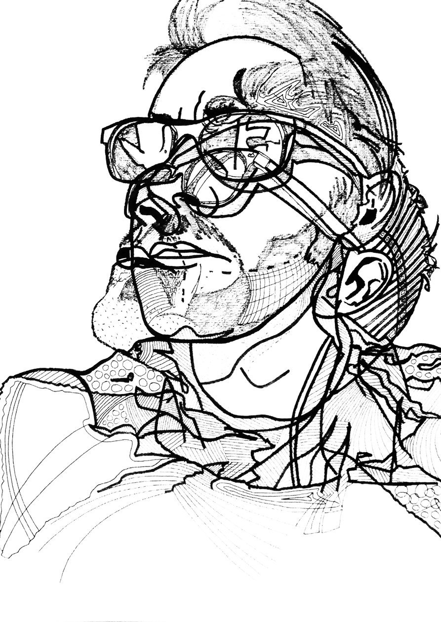 Double autoportrait, 2013 (huile, encre et impression sur 2 toiles juxtaposées et encadrées) - Benoit Erwann Boucherot