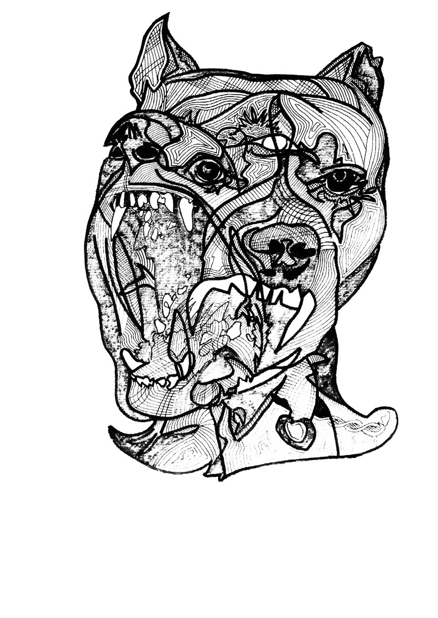 Double rottweiler, 2019 (encre sur papier) - Benoit Erwann Boucherot