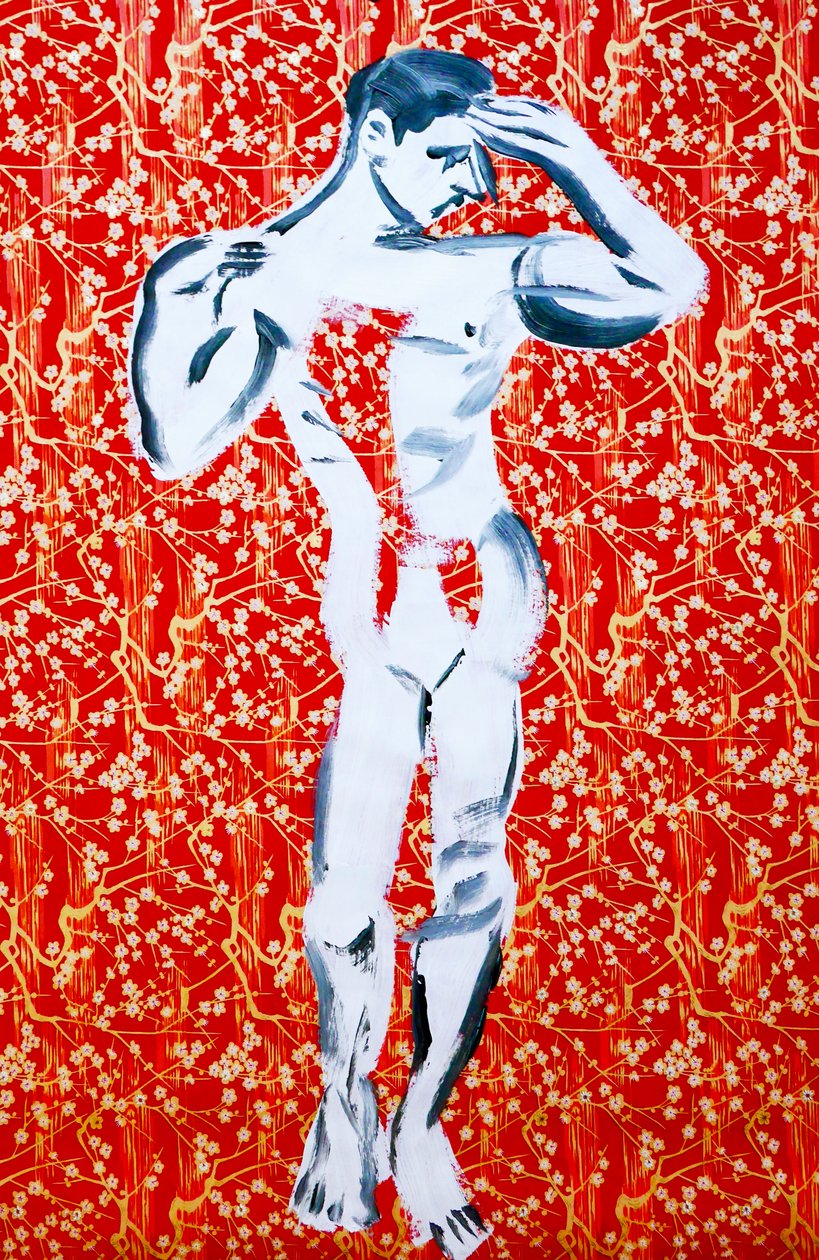 Masculin 1, 2020 (acrylique sur papier japonais sérigraphié) - Benoit Erwann Boucherot
