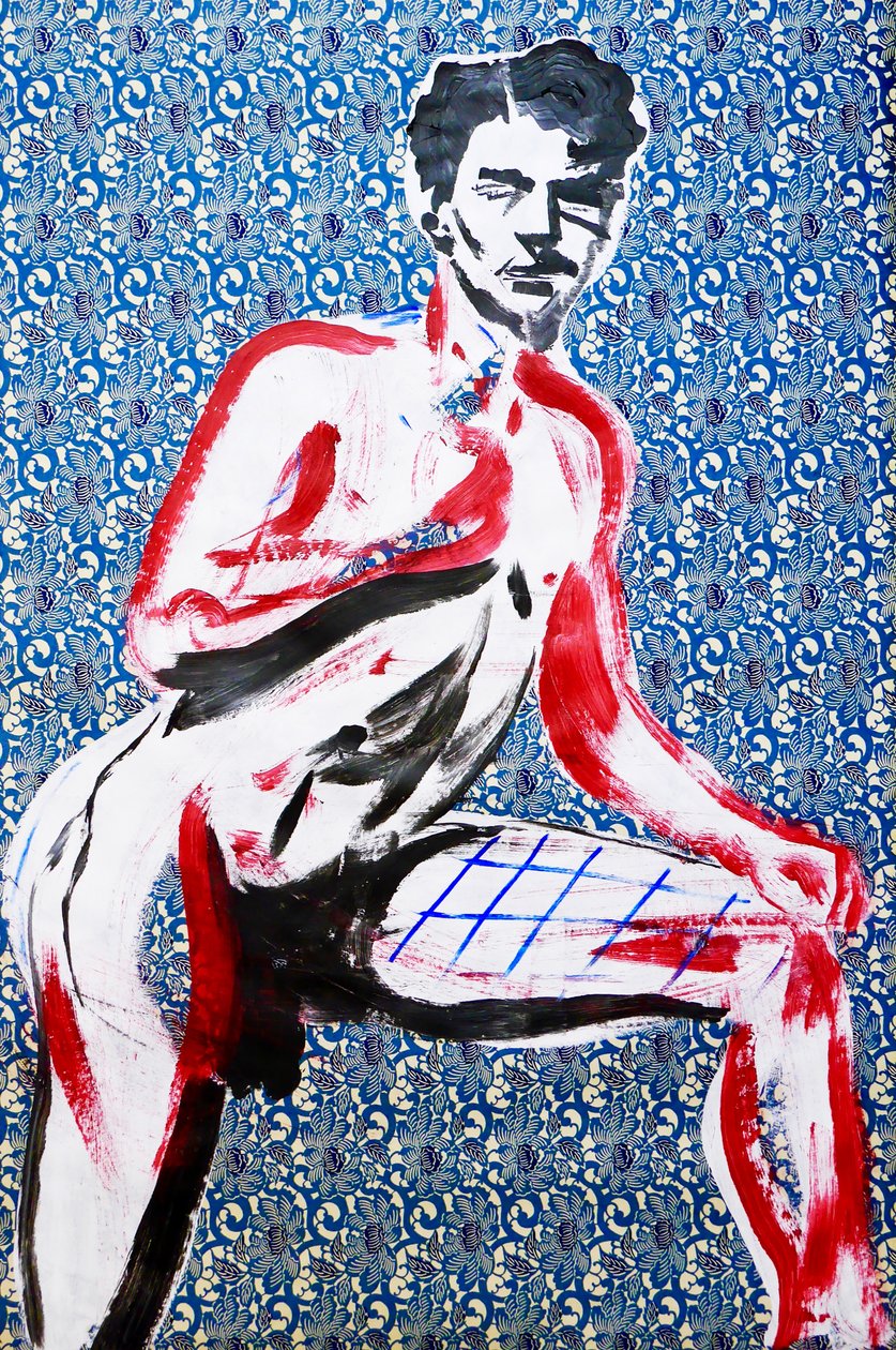 Masculin japonais 2, 2020 (acrylique sur papier japonais sérigraphié) - Benoit Erwann Boucherot