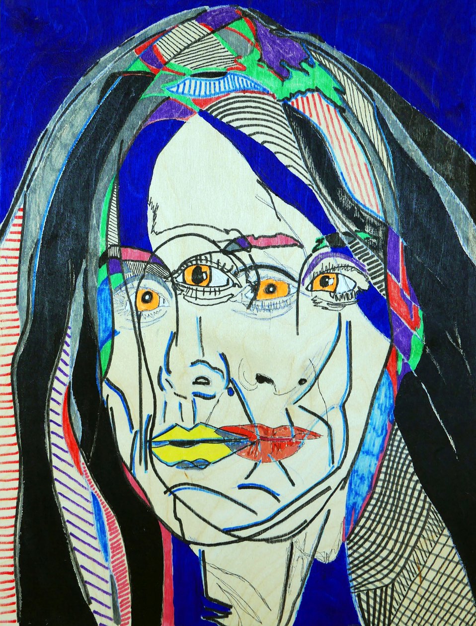 Surportrait : Fanie Demeule, 2019 (huile et acrylique sur panneau de bois) - Benoit Erwann Boucherot