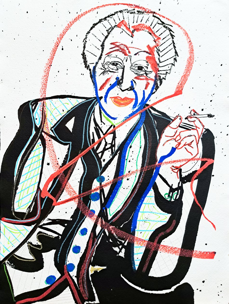 Surportrait : Frank Lloyd Wright, 2022 (acrylique sur papier) - Benoit Erwann Boucherot
