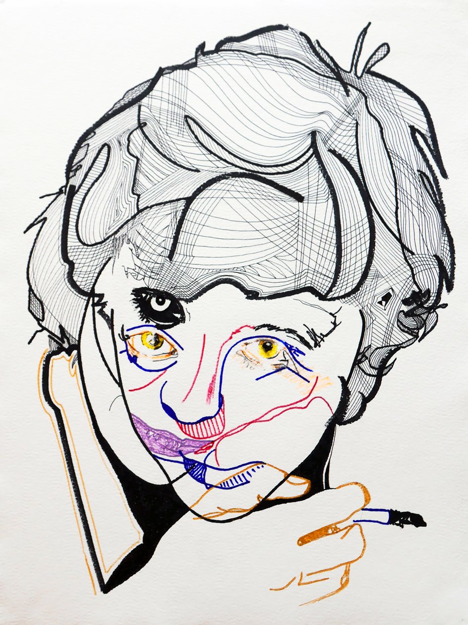 Surportrait : Françoise Sagan 2, 2019 (acrylic on paper) - Benoit Erwann Boucherot