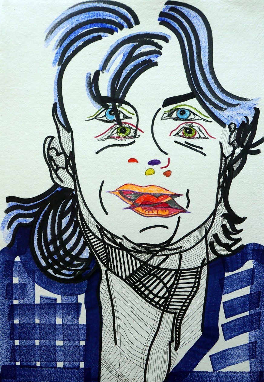 Surportrait : Fred Vargas, 2019 (acrylique sur papier) - Benoit Erwann Boucherot