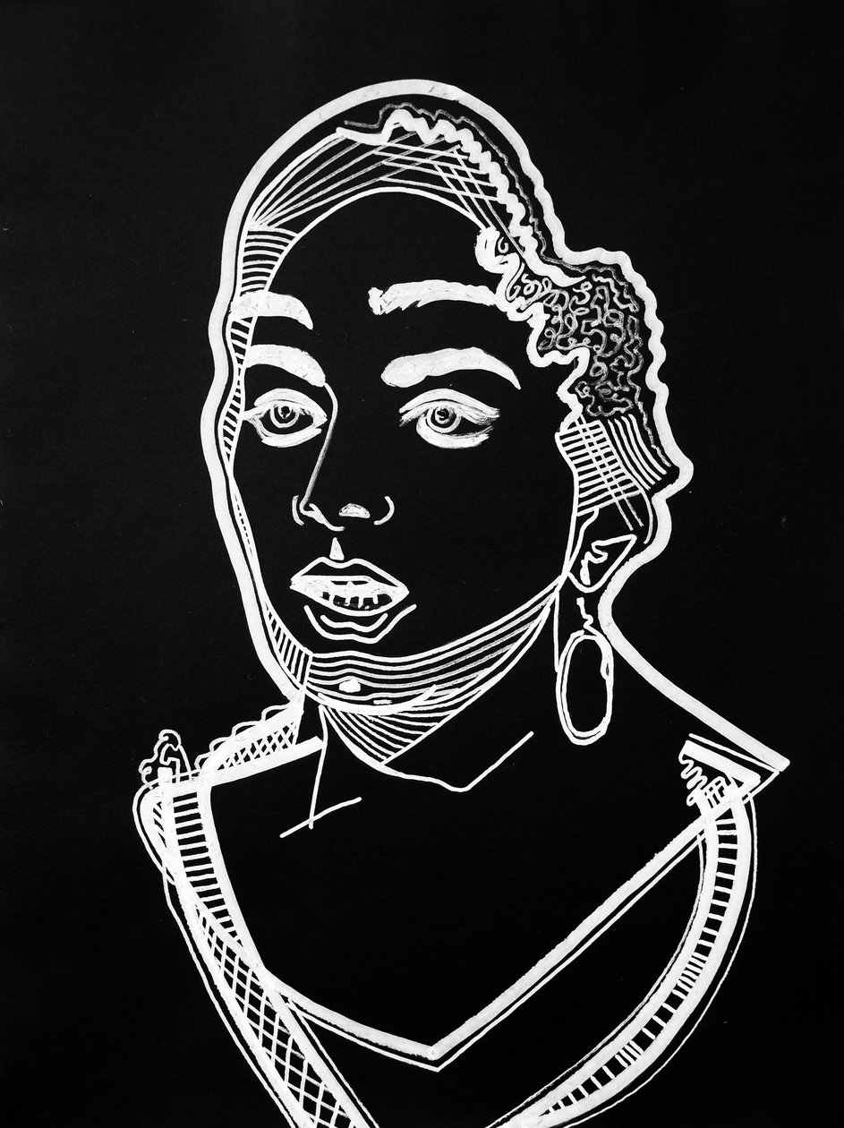 Surportrait : Leila Slimani, 2021 (acrylique sur papier) - Benoit Erwann Boucherot