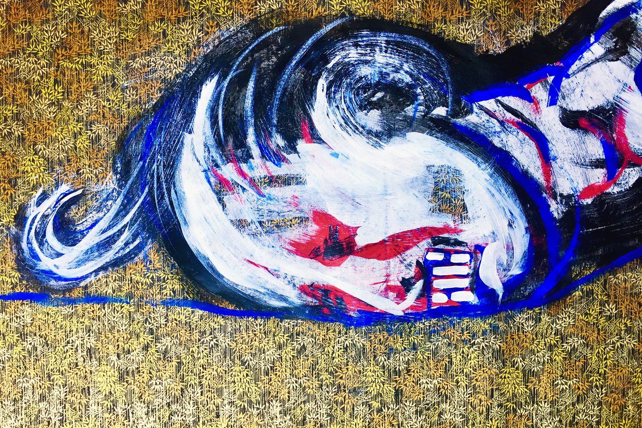 Surportrait japonais 2, 2020 (acrylique sur papier japonais sérigraphié) - Benoit Erwann Boucherot