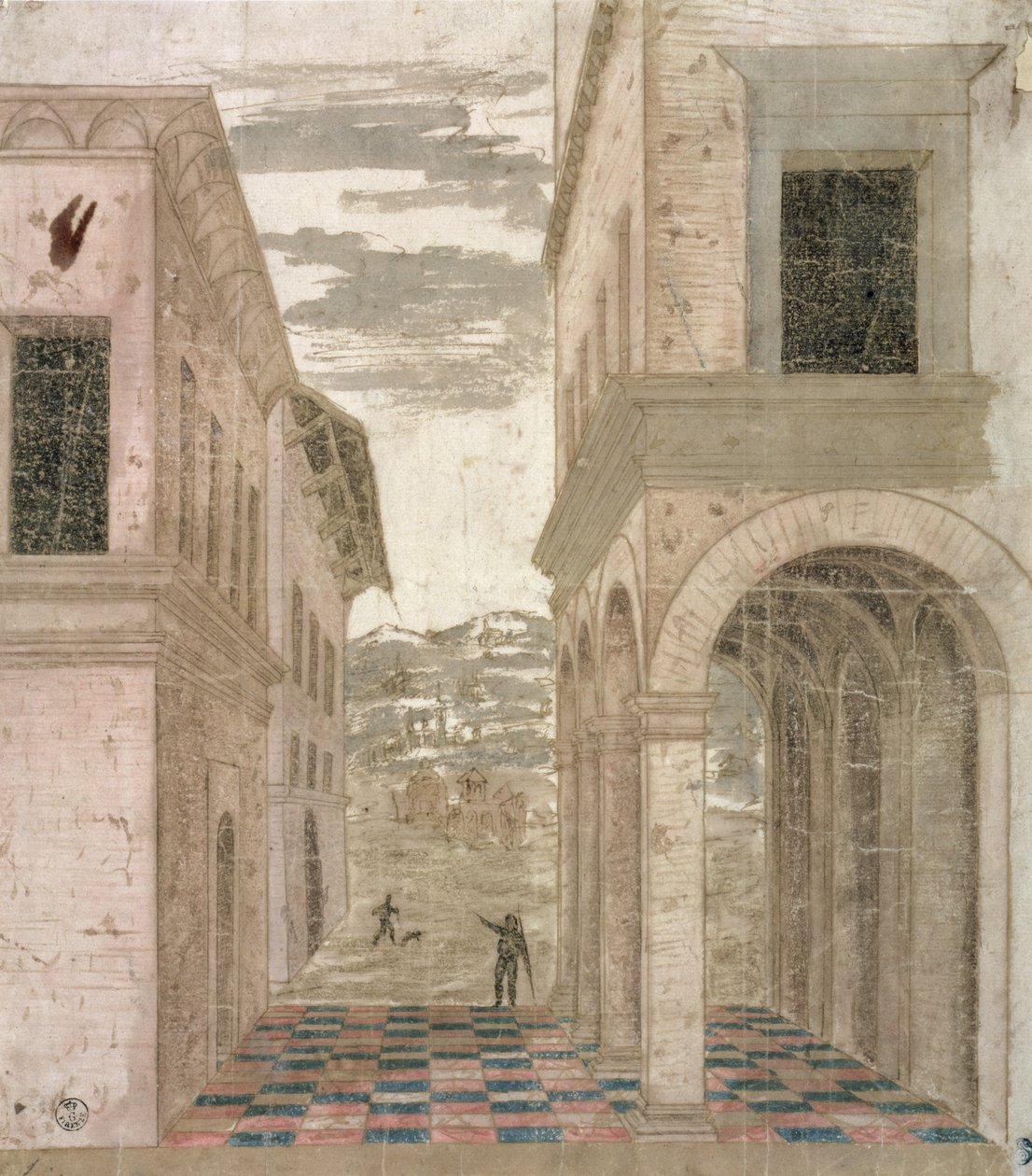 Caprice architectural, une étude en perspective - Benozzo di Lese di Sandro Gozzoli