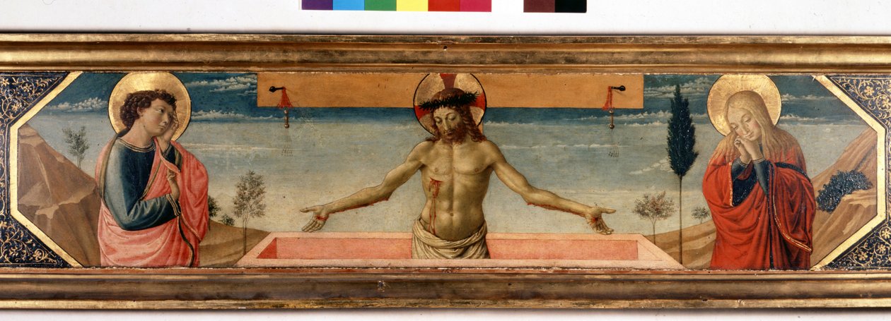 Prédelle avec le Christ en piété et saints. Peinture de Gozzoli Benozzo (détail) - Benozzo di Lese di Sandro Gozzoli