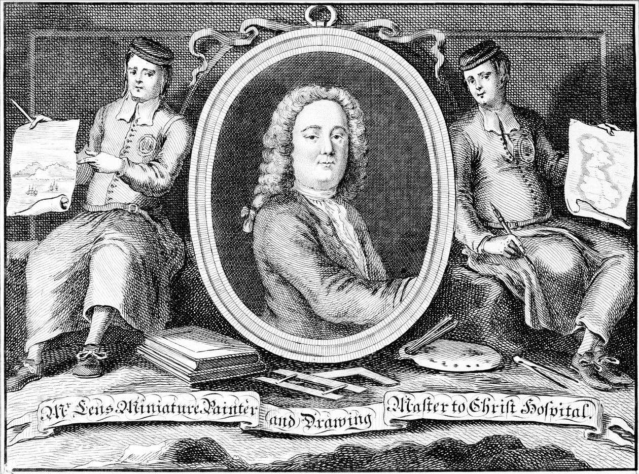 Carte de visite pour Bernard Lens III, gravée par Louis Philippe Boitard - Bernard Lens