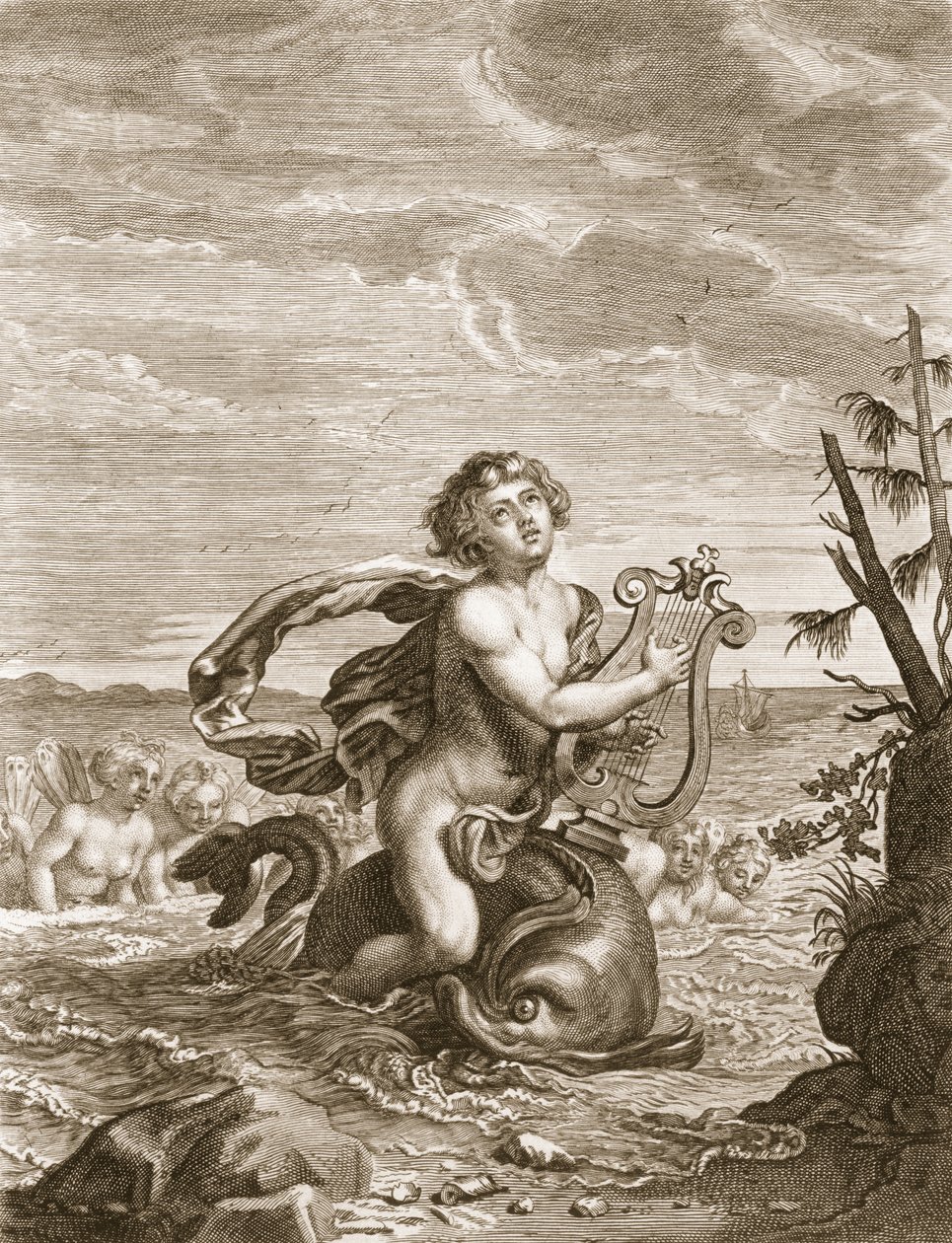 Arion sauvé par un dauphin, 1731 - Bernard Picart