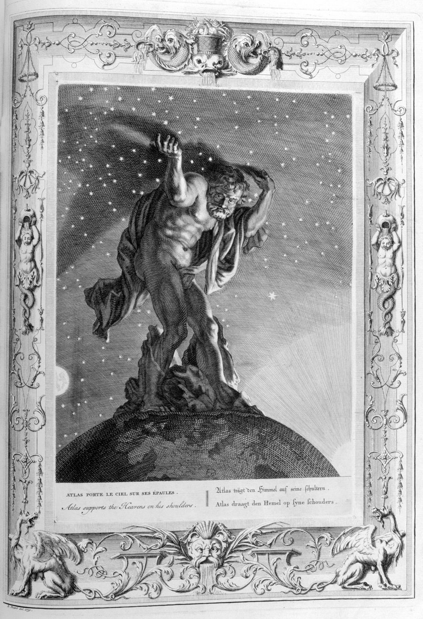 Atlas soutient les cieux sur ses épaules, 1733 - Bernard Picart