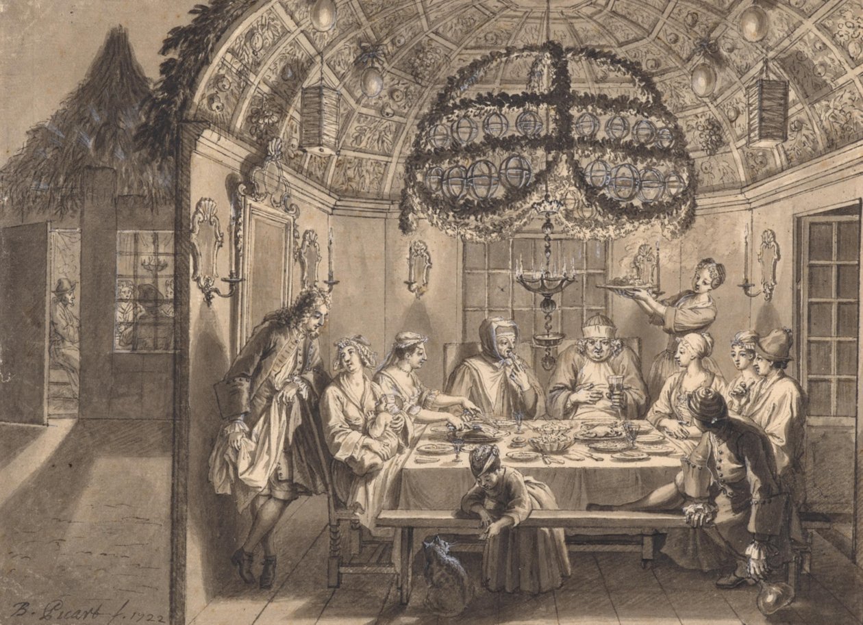 Repas dans la cabane pendant la fête des Tabernacles - Bernard Picart