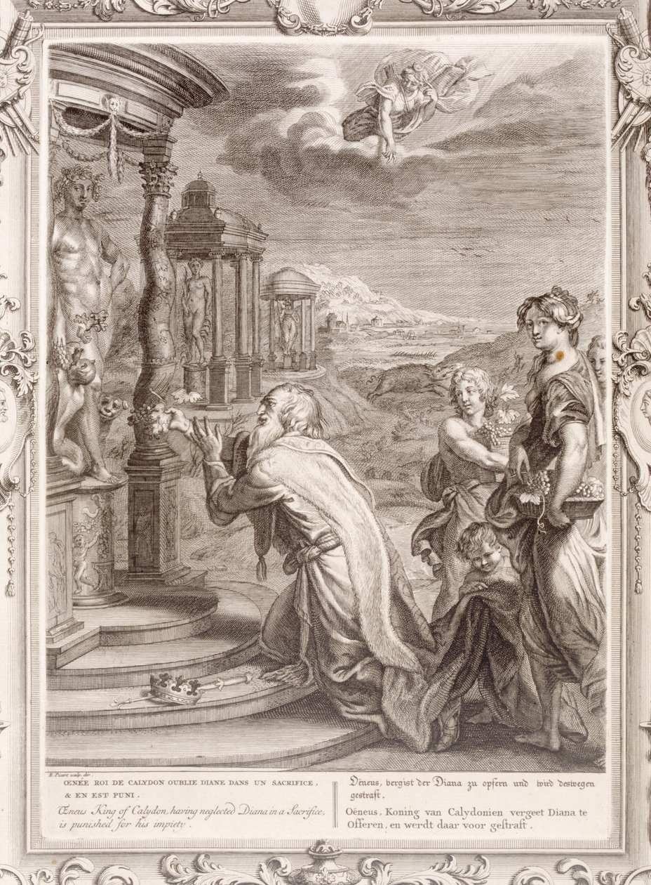 Œnée, roi de Calydon, ayant négligé Diane dans un sacrifice est puni pour son impiété, 1731 - Bernard Picart