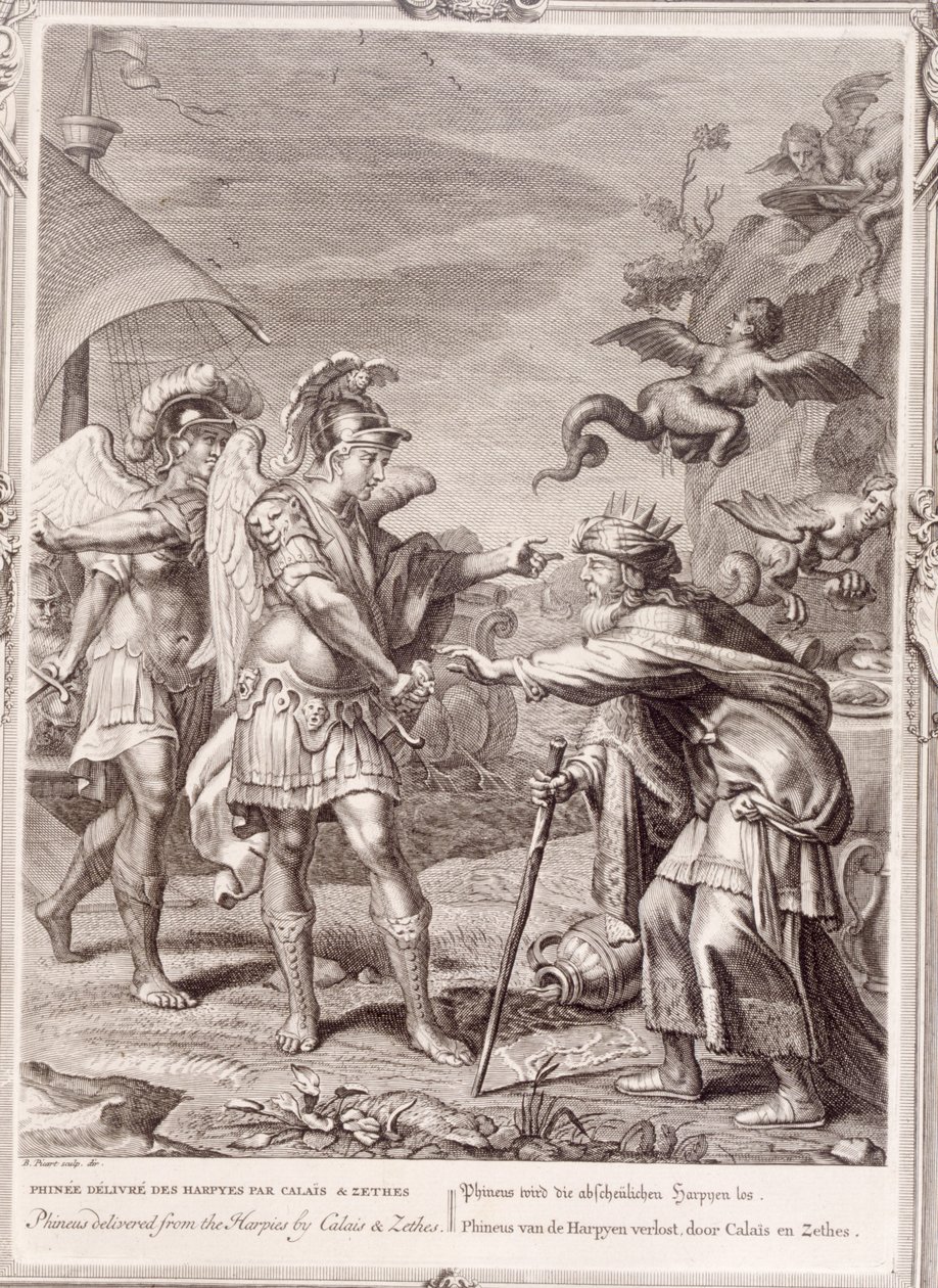 Phinée est Délivré des Harpies par Calais et Zétès, 1731 - Bernard Picart