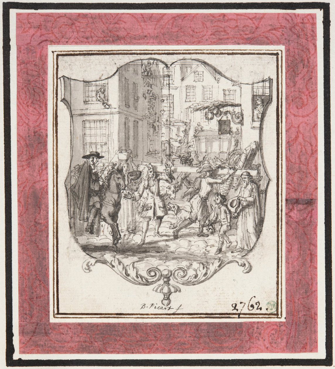 Vignette. Straßenszene eingefügt in Schildrahmen - Bernard Picart