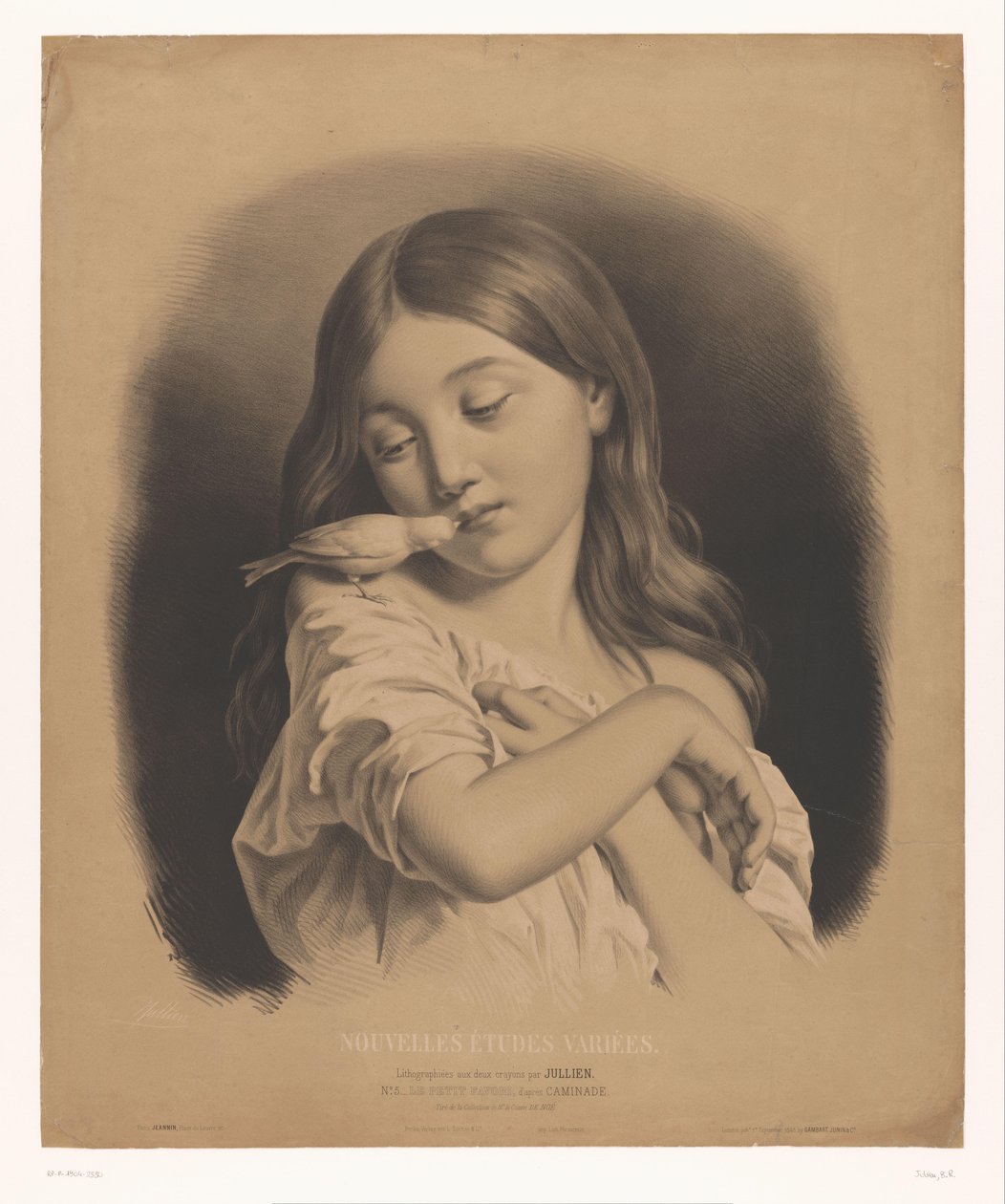Jeune fille avec un oiseau sur l