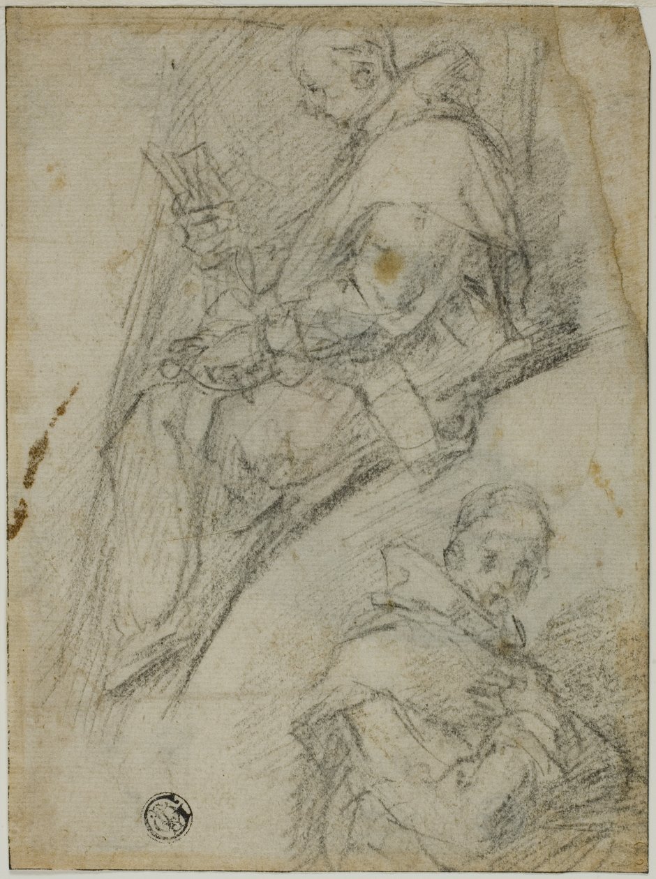 Deux études de Chartreux (recto); Trois esquisses de têtes de Chartreux (verso) - Bernardino Poccetti