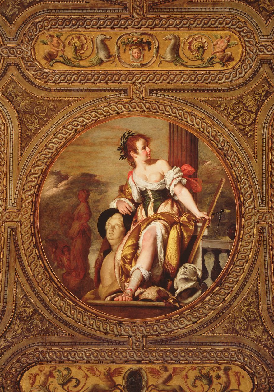Allégorie de la sculpture, du plafond de la bibliothèque, 1635 - Bernardo Strozzi