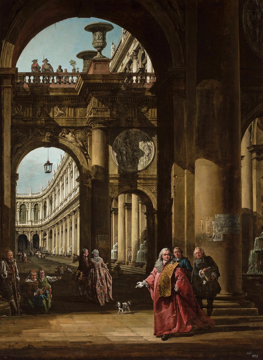 French : Fantaisie architecturale avec un noble vénitien Self-portrait as Venetian ambassador - Bernardo Bellotto