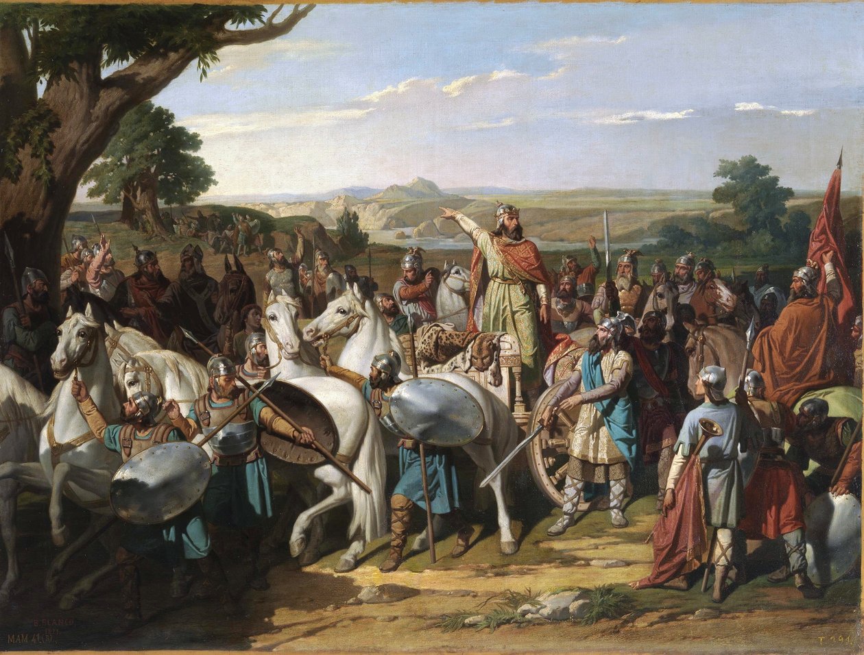 Le roi Don Rodrigo haranguant ses troupes lors de la bataille de Guadalete. - Bernardo Blanco y Pérez