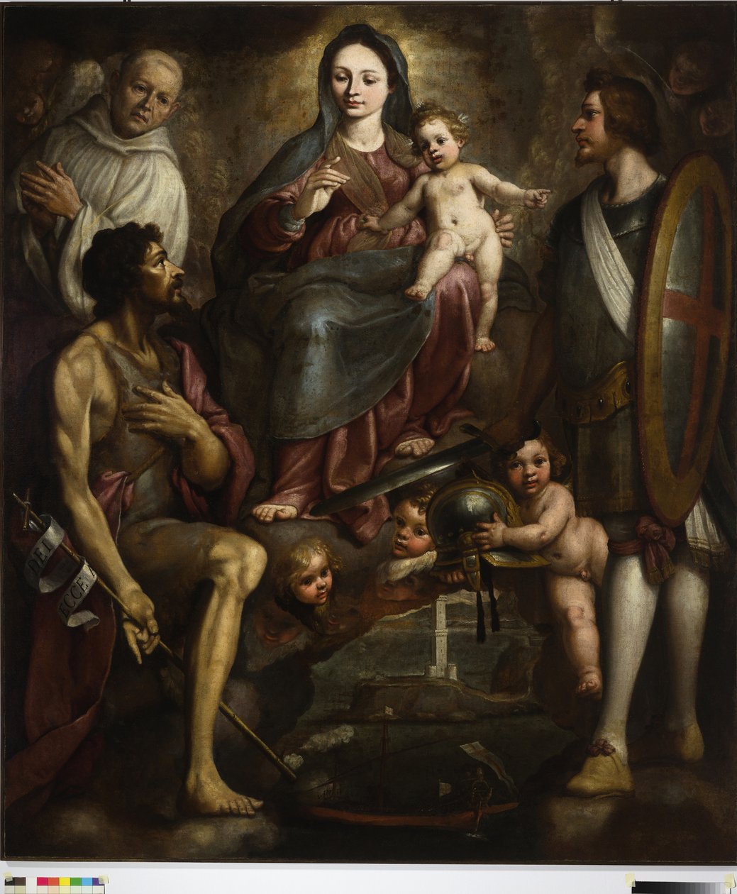 Bernardo Castello et les saints Georges et Baptiste intercèdent auprès de Notre-Dame pour la ville de Gênes - Bernardo Castello