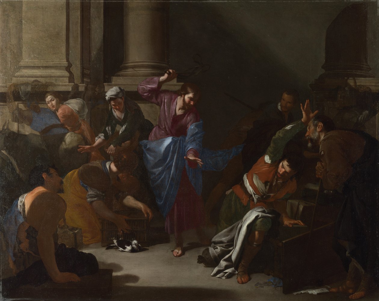 Christ chassant les marchands du temple, vers 1645 - Bernardo Cavallino