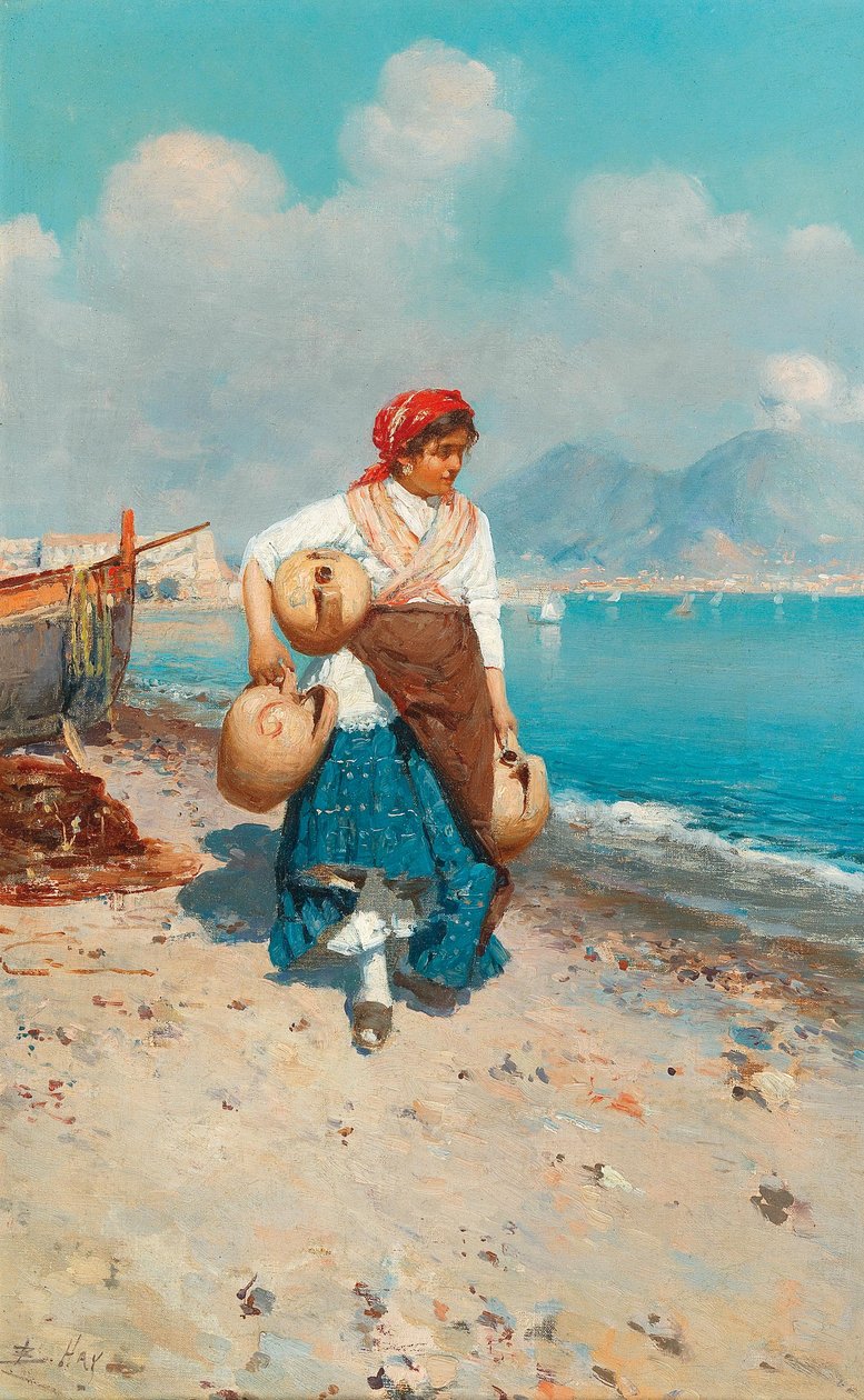 Sur la plage de Naples - Bernardo Hay