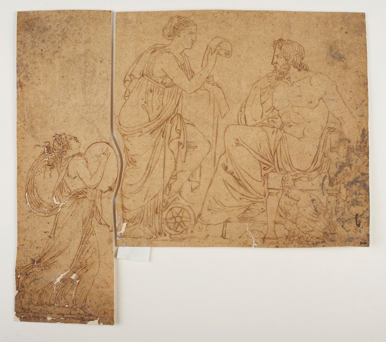 Mänade spielt das Zimbel. Nemesis liest Jupiter die Taten der Menschen vor - Bertel Thorvaldsen
