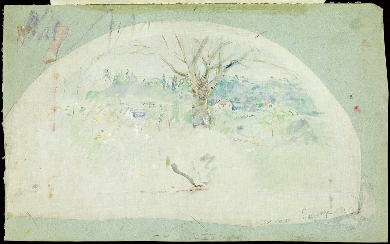 Éventail représentant Bougival, 1884 - Berthe Morisot