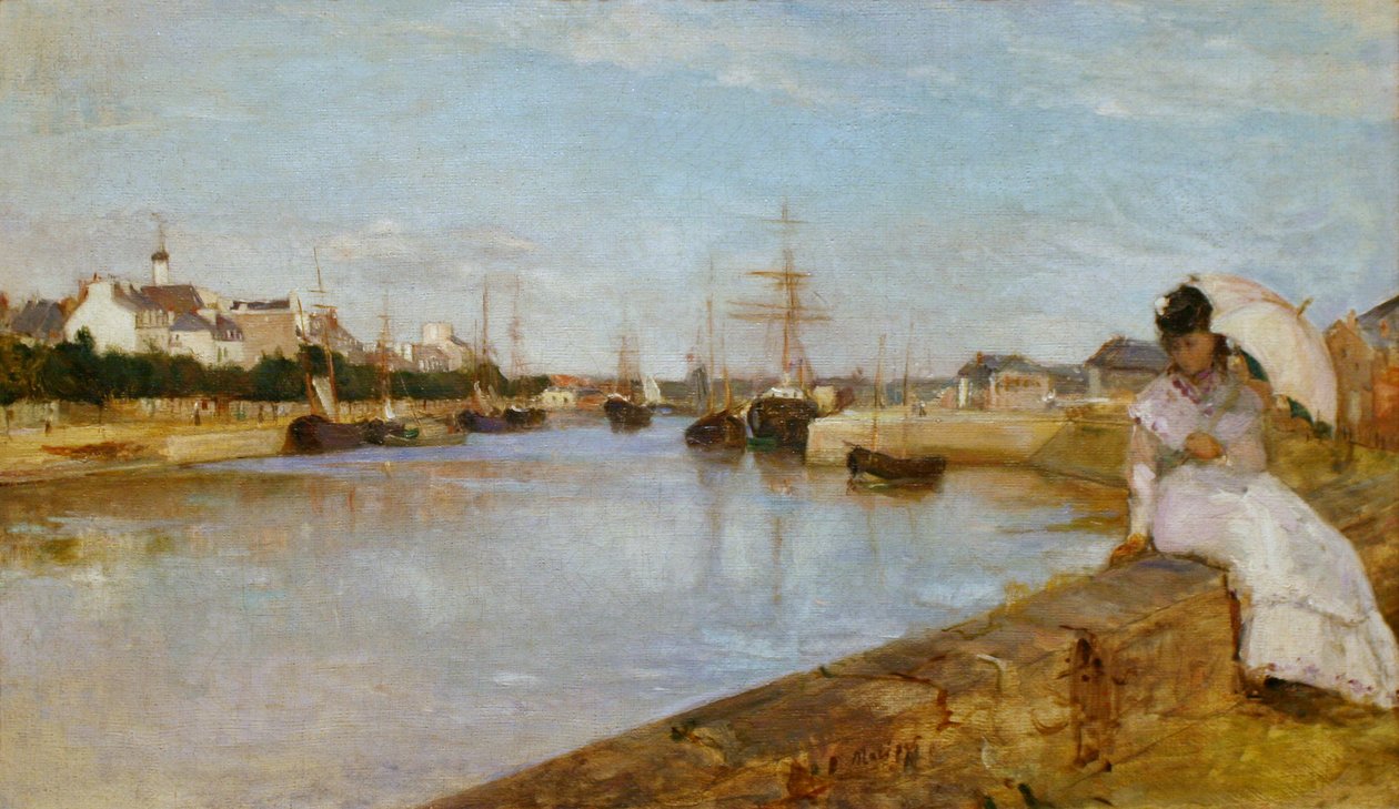 French: Vue du petit port de Lorient The Harbor at Lorient - Berthe Morisot