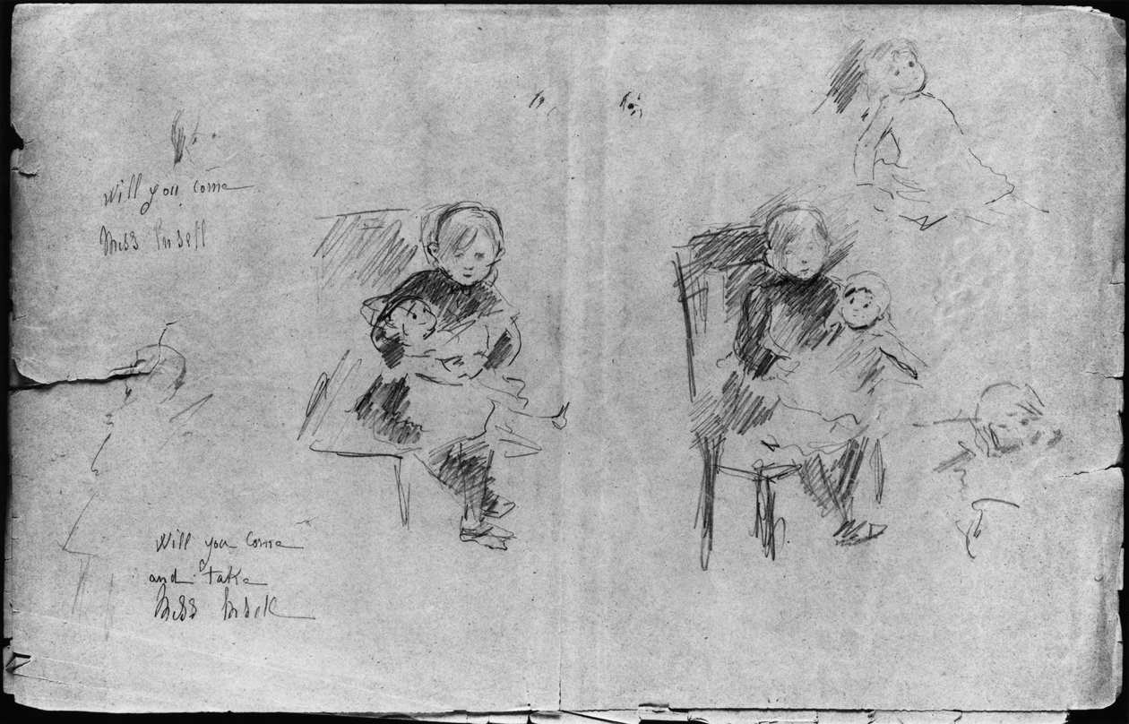 Études pour Petite fille avec une poupée, 1884 - Berthe Morisot