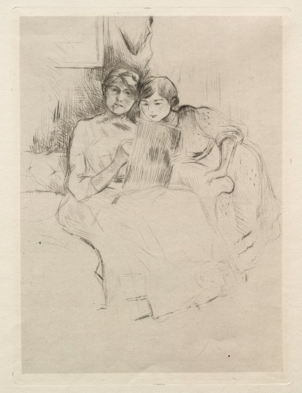 La leçon de dessin (Berthe Morisot dessinant avec sa fille) - Berthe Morisot