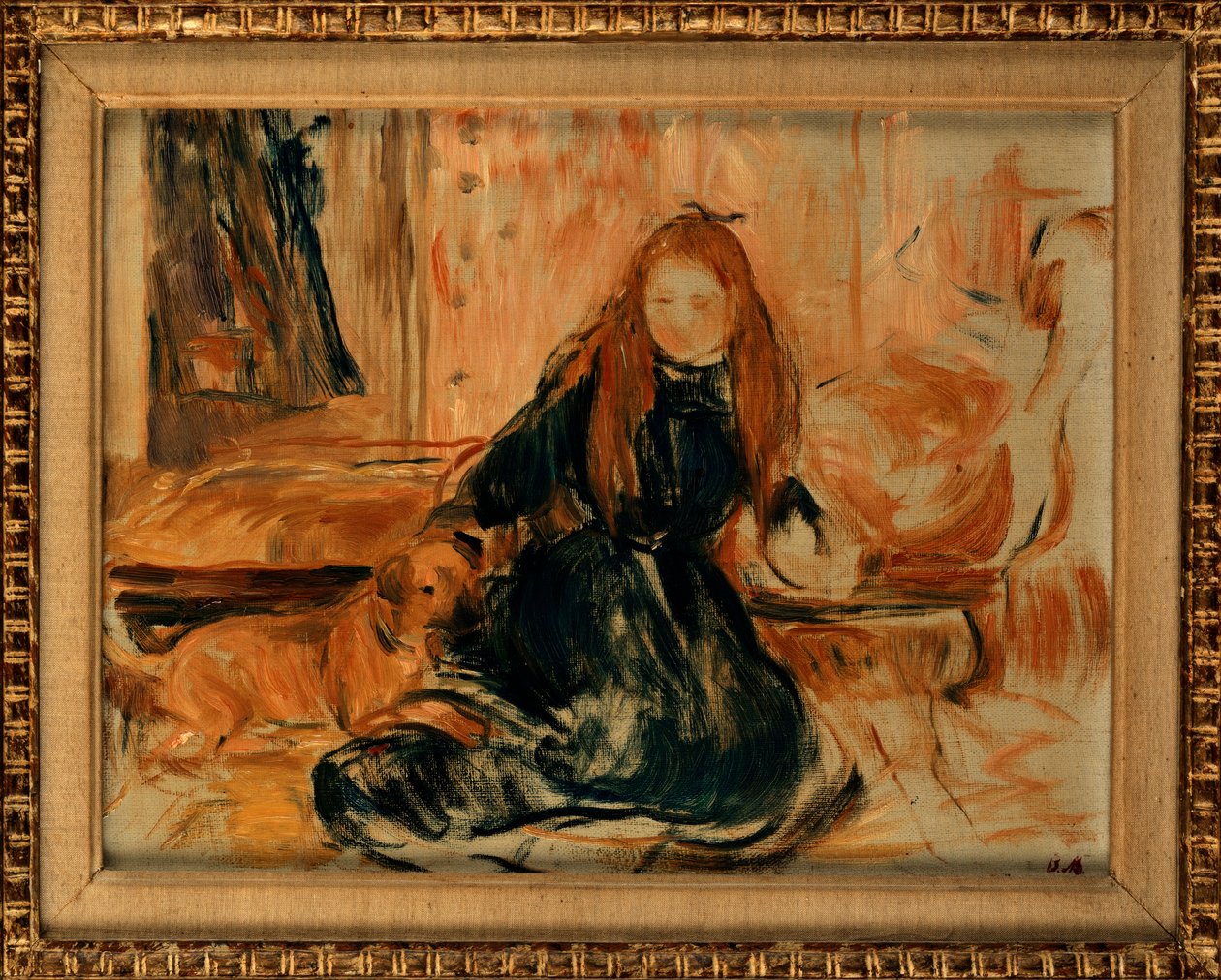Jeune fille jouant avec un chien, 1892 - Berthe Morisot