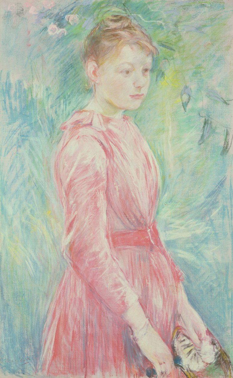 Jeune fille en robe rose (pastel sur papier) - Berthe Morisot
