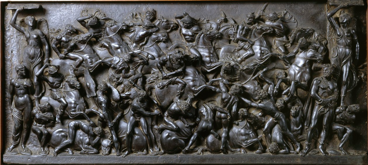 Bataille entre Romains et Barbares (bronze) - Bataille des Romains et des Barbares (Bataille des Cavaliers). Bas-relief en bronze réalisé par Bertoldo di Giovanni (1420-1491) - Bertoldo di Giovanni