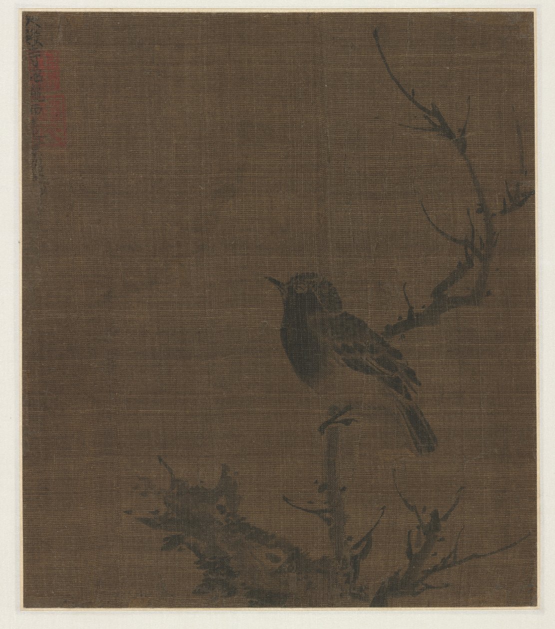 Oiseau endormi sur une branche de prunus - Bian Wenjin